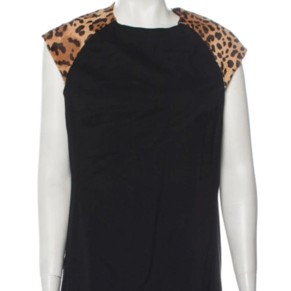 RALPH LAUREN Black Label Black Virgin Wool Calf Hair Shift Dress XL (Orig. 380)